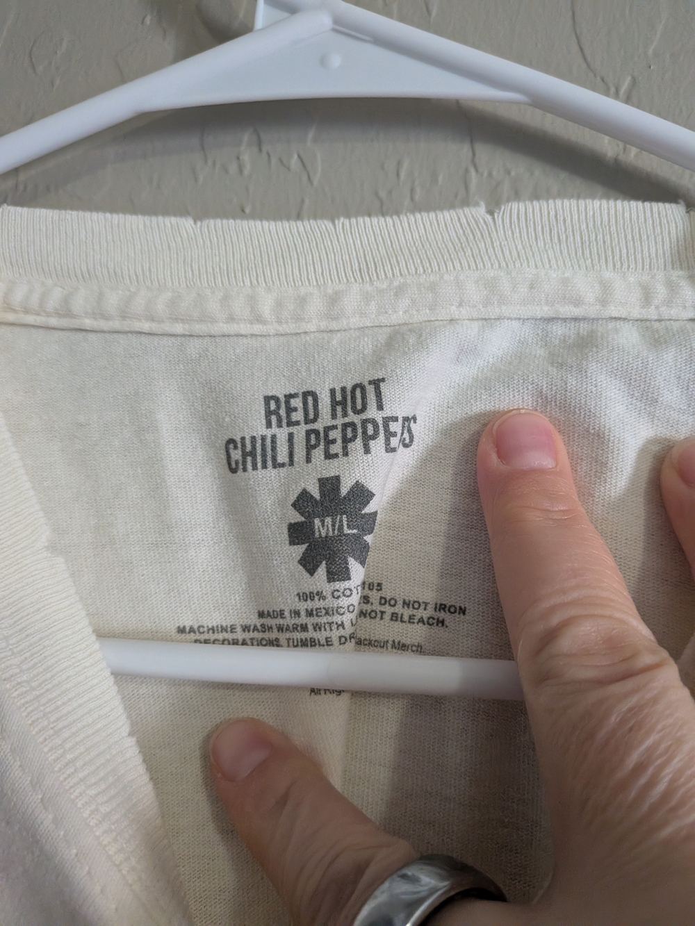Red Hot Chili Peppers White Graphic Band Tee with Red Print - Picture 3 of 3